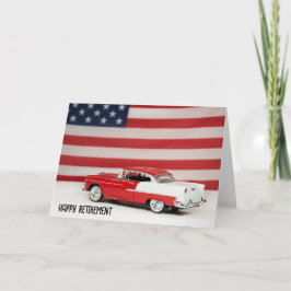Cartão Aposentação 1955 Carro e Bandeira de Chevy