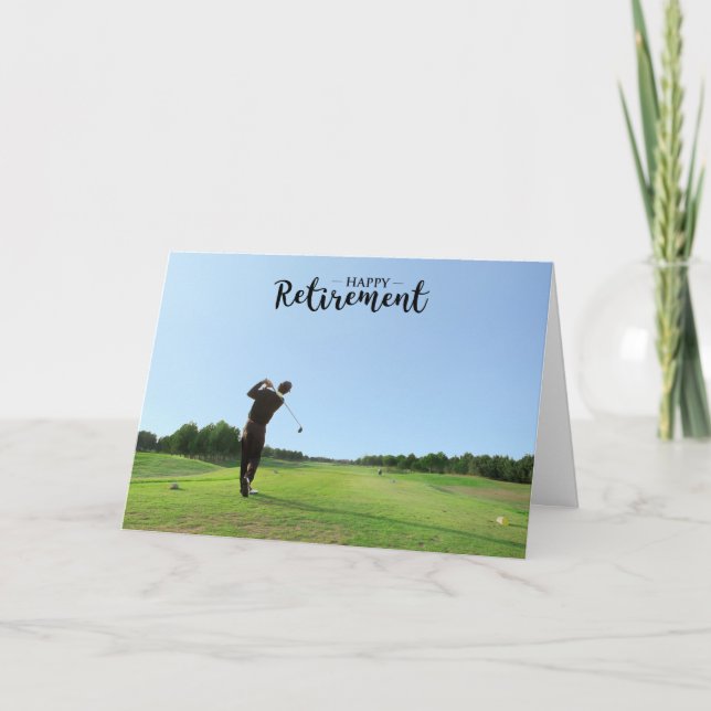 Cartão Aposentação de Golf com carrinho de golfe com prat (Frente)