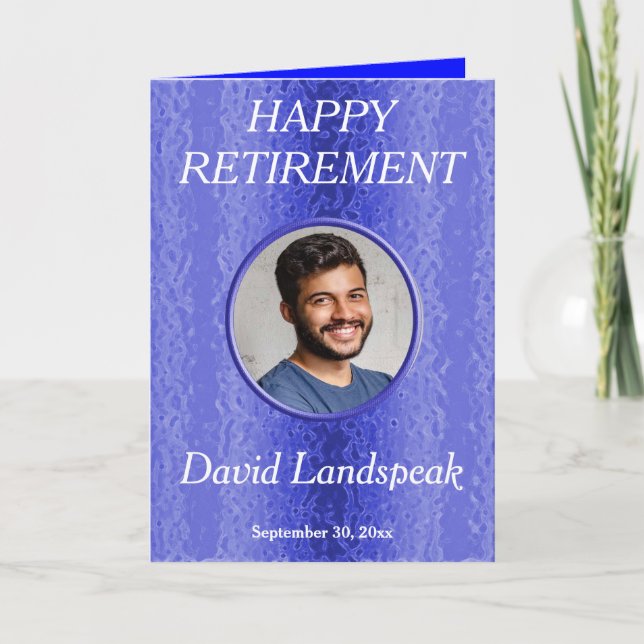 Cartão Aposentação Decorativa de Colagem Azul-Metal 1 (Frente)