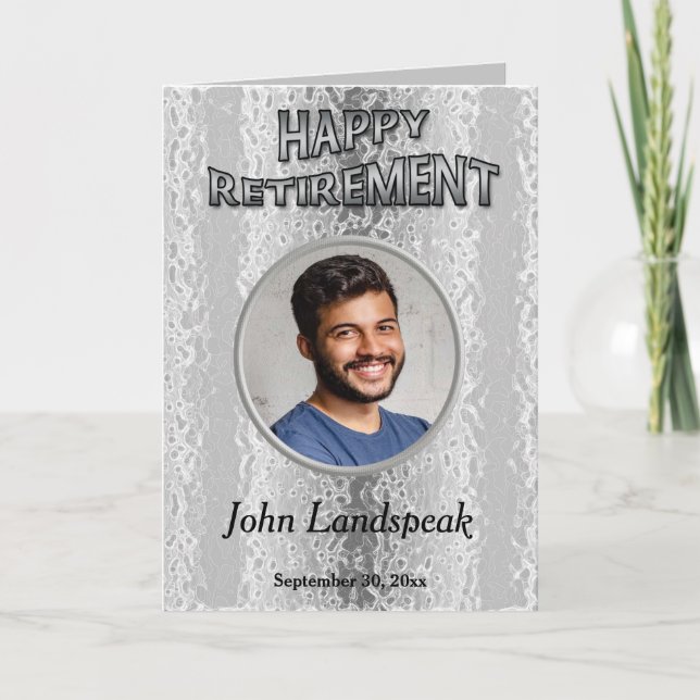 Cartão Aposentação Decorativa de Colagem de Fotos do Silv (Frente)