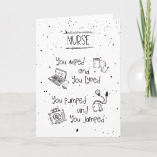 Cartão Aposentação Enfermeira Desenhada Mão Engraçada