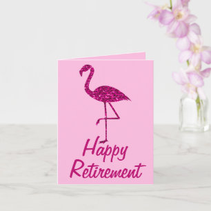 Cartão Aposentação rosa flamingo Texto personalizado Saud