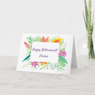 Cartão Aposentação tropical de aquarela personalizada