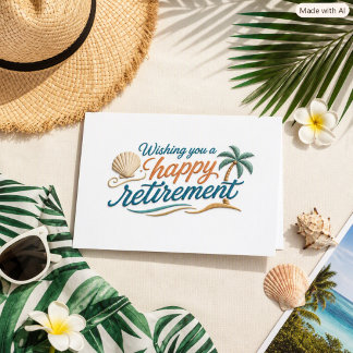 Cartão Aposentadoria com Tipografia Tropical Moderna