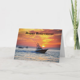 Cartão Aposentadoria feliz, barco de pesca, Florida, por