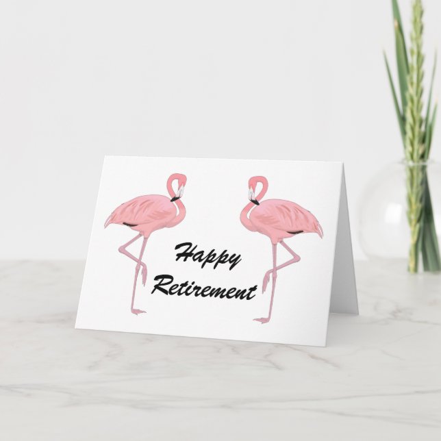 Cartão Aposentadoria Feliz Flamingos Clássicos (Frente)