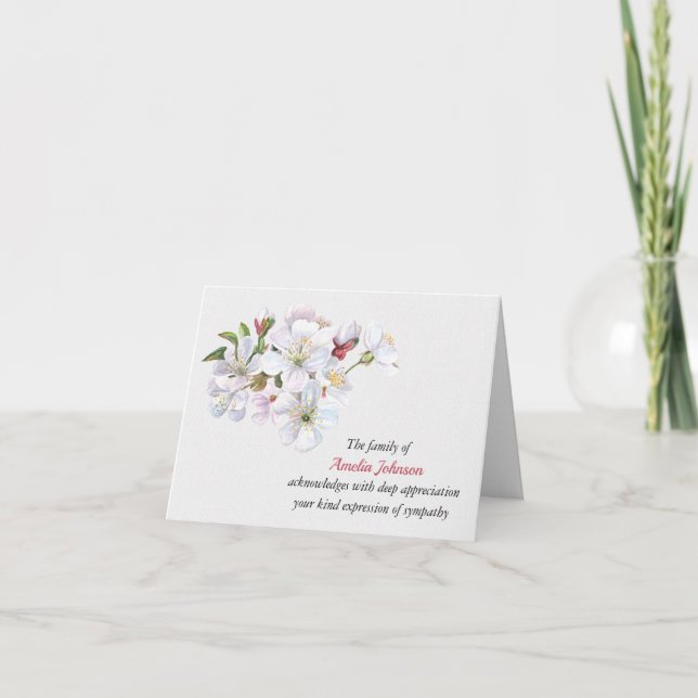 Cartão Apple Blossoms Simpatia Obrigado (Frente)