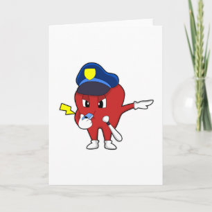 Cartão Apple como agente da polícia com assobio e Baton