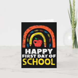 Cartão Apple Rainbow Happy First Day School Cute Teach