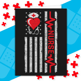 Cartão Apreciação da Enfermeira Hero Flag Americana