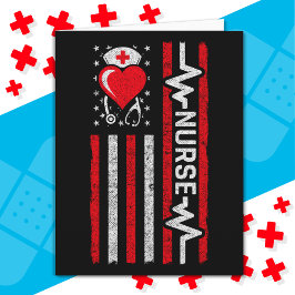 Cartão Apreciação da Enfermeira Hero Flag Americana