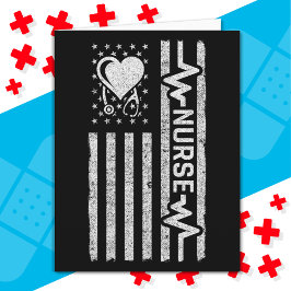 Cartão Apreciação da Enfermeira Hero Heart da bandeira am