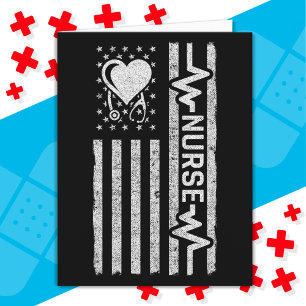 Cartão Apreciação da Enfermeira Hero Heart da bandeira am