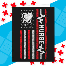 Cartão Apreciação da Enfermeira Hero Heart da bandeira am