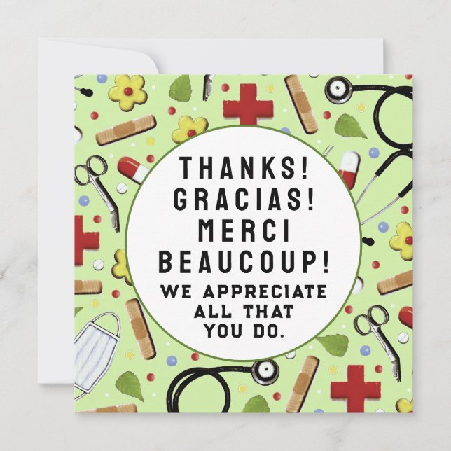 Cartão Apreciação Da Enfermeira Obrigado (Frente)