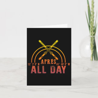 Cartão Après All Day Snowboard Retro Par de Esqui de inve