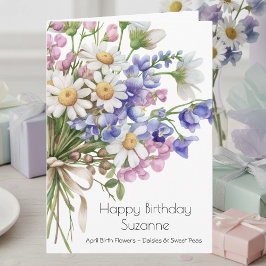 Cartão April Birth Month Flowers April Happy Birthday Car