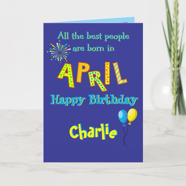 Cartão April Birthday Folded Greeting Card (Frente)