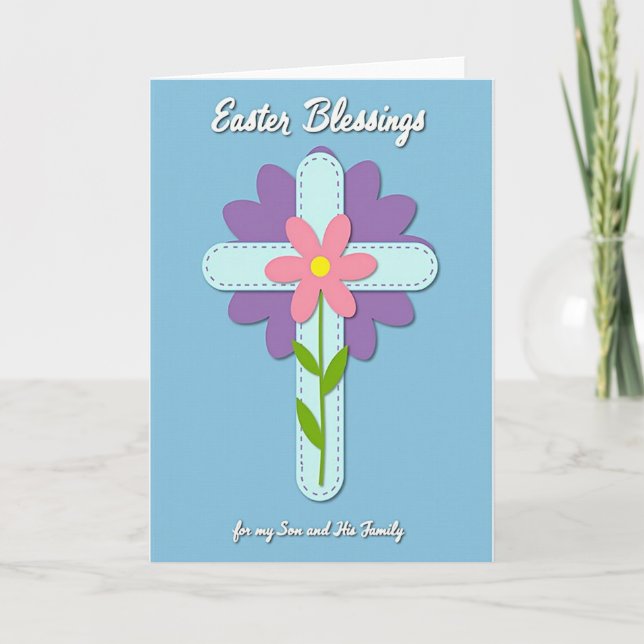 Cartão Aqua Cross Easter Wishes Card (Frente)