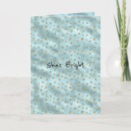 Cartão Aqua Mint Dourado Glitter Stars
