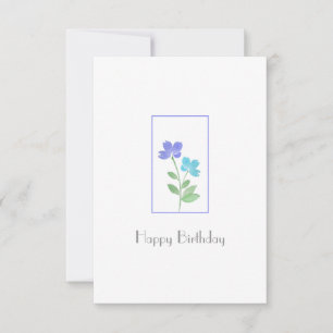 Cartão Aqua Periwinkle Watercolor Flower Stems