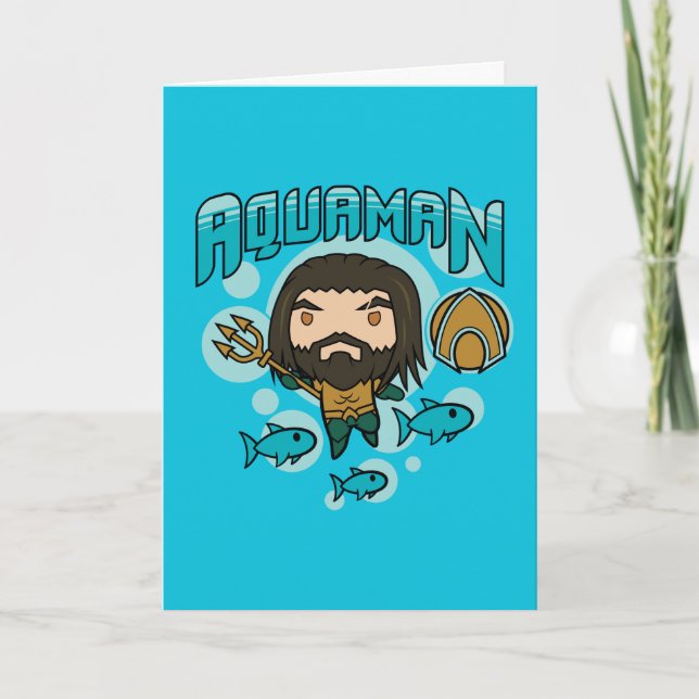 Cartão Aquaman | Gráfico submarino de Chibi Aquaman (Frente)
