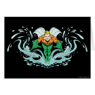 Cartão Aquaman Pulando para a Frente