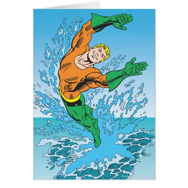 Cartão Aquaman sai do mar (Frente)