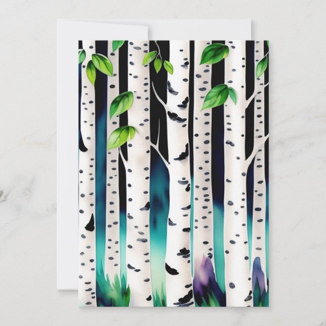 Cartão Aquarela Aspen Árvores com Saudação Simples (Frente)