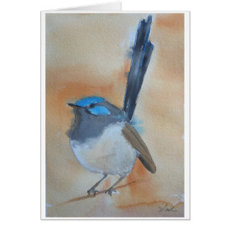 Cartão Aquarela azul da carriça