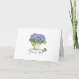 Cartão Aquarela Azul Hydrangea Flores Pensando em você