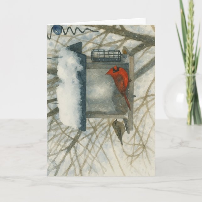 Cartão Aquarela Cardinal de inverno_2 (Frente)