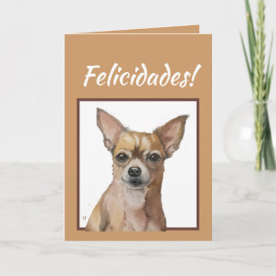 Cartão Aquarela Chihuahua, Felicidades! Aniversário Perso