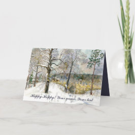 Cartão aquarela da ponte de inverno