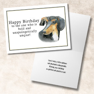 Cartão Aquarela Dachshund Feliz Aniversário