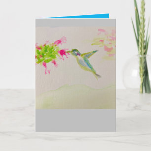 Cartão Aquarela de beija-flor: Feliz aniversário de 2025!