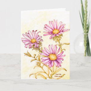 Cartão Aquarela de flor silvestre botânica, interior em b