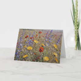 Cartão Aquarela de Flor Silvestre em Branco Personalizáve
