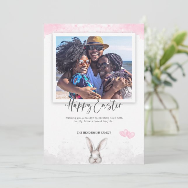 Cartão Aquarela de Imagem do felz pascoa (Em pé/Frente)