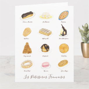 Cartão Aquarela de Pâtisserie Françaises