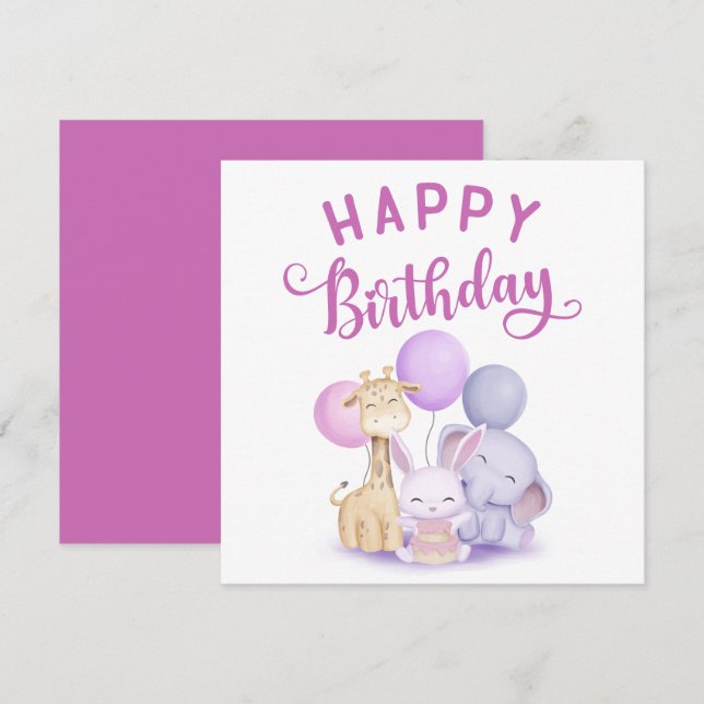 Cartão Aquarela Feliz Aniversário Festa de Bebês Cuecas (Frente/Verso)