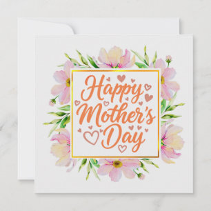 Cartão Aquarela Feliz Dia das Mães I Floral Elegante