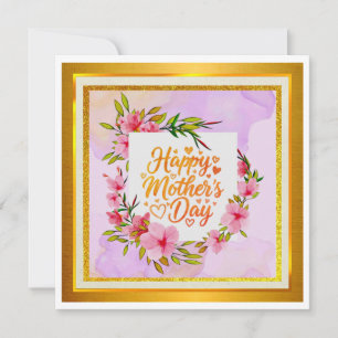 Cartão Aquarela Feliz Dia das Mães I Floral Elegante