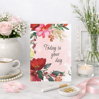 Cartão Aquarela Floral Aniversário ou Dia das Mães Person
