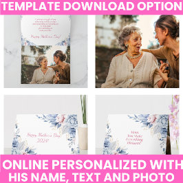 Cartão Aquarela Floral Dia das Mães Elegante