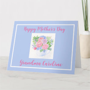 Cartão Aquarela Floral Feliz Dia das Mães NOME