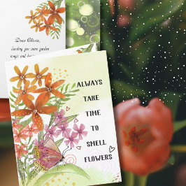 Cartão Aquarela Floral Mágica Motivacional de Recuperação
