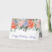Aquarela Flores de Verão Laranja e Roxo Aniversári