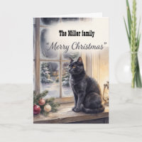 Aquarela Gato Preto Natal Janela Natal