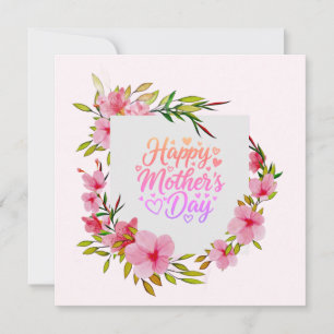 Cartão Aquarela Grinalda Floral Rosa Dia das Mães